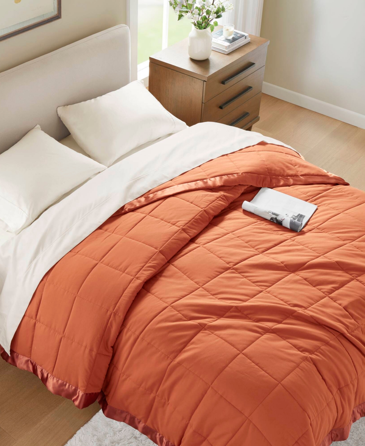 Madison Park Windom Lightweight Down Alternative Satin Trim Blanket