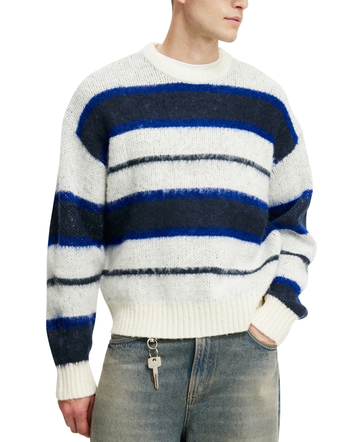 Shop Cotton On Men's Box Fit Fuzzy Crew Knit Sweater