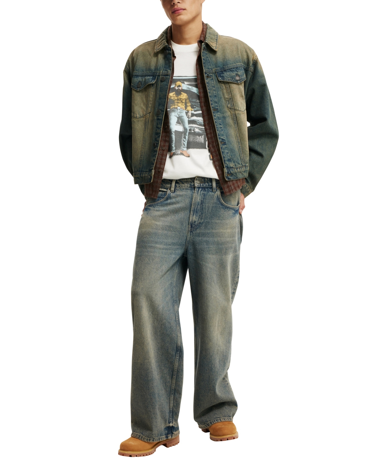 COTTON ON MEN'S BOX FIT PREMIUM MUSIC T-SHIRT 