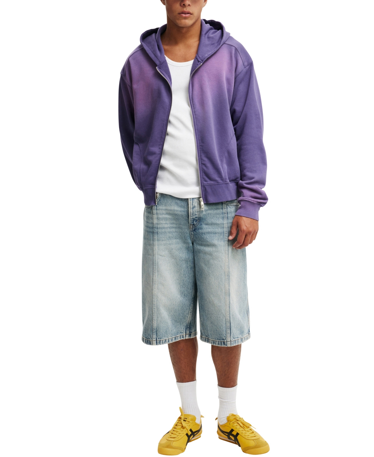 COTTON ON MEN'S CROPPED ZIP UP HOODIE 