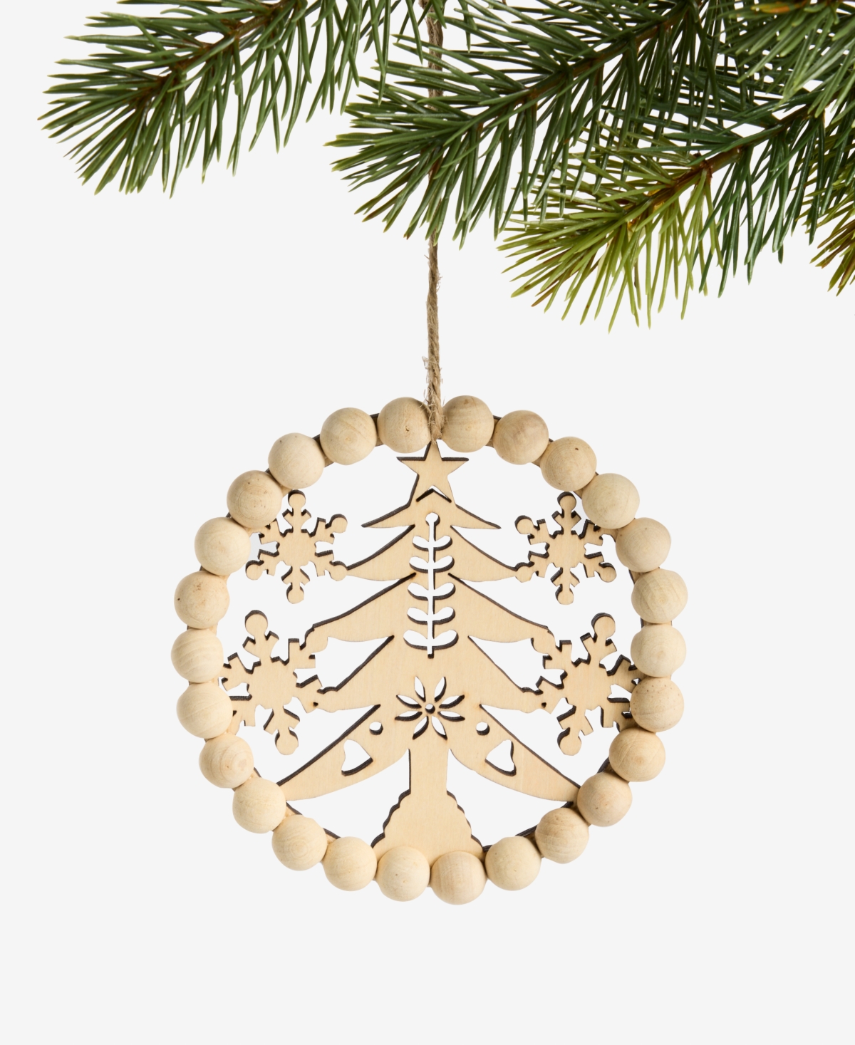 Holiday Lane Nordic Wonderland Wooden Tree Ornament, Macy's Exclusive In Transparent