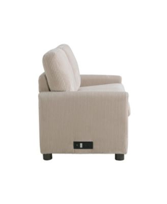 53.3" Corduroy Danson Convertible Loveseat with Charging Port