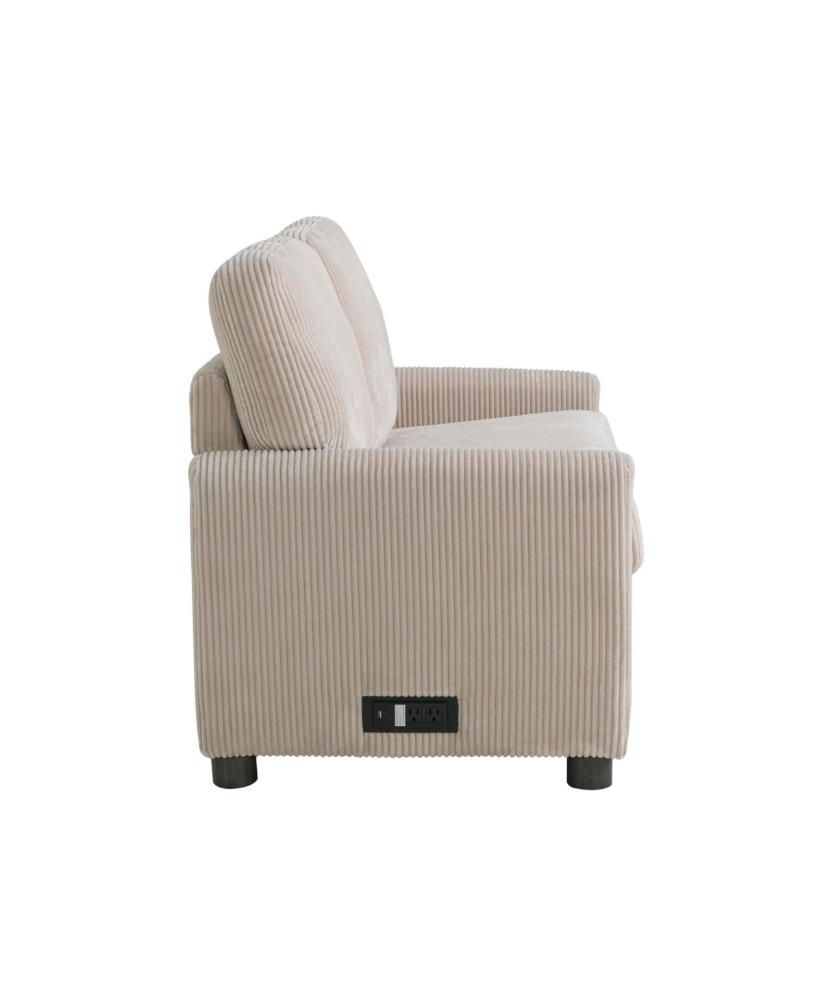 Serta 53.3" Corduroy Danson Convertible Loveseat With Charging Port In Beige
