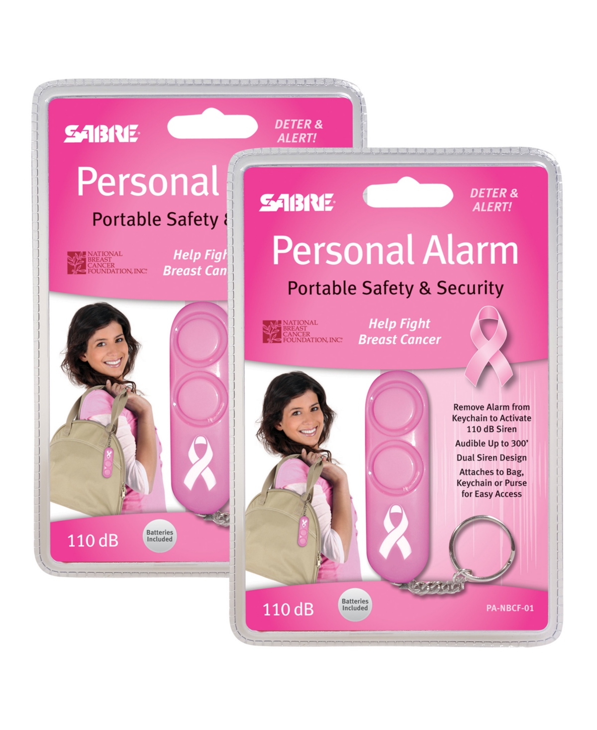 Sabre Portable Safety & Security Personal Alarm, Pack Of 2