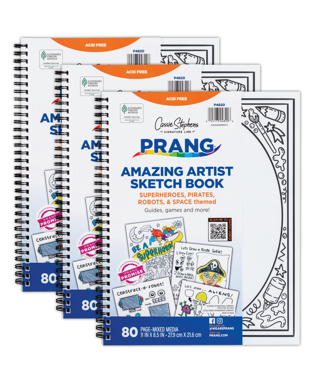 Amazing Artists Sketch Book, Pack of 3 - Multi-color