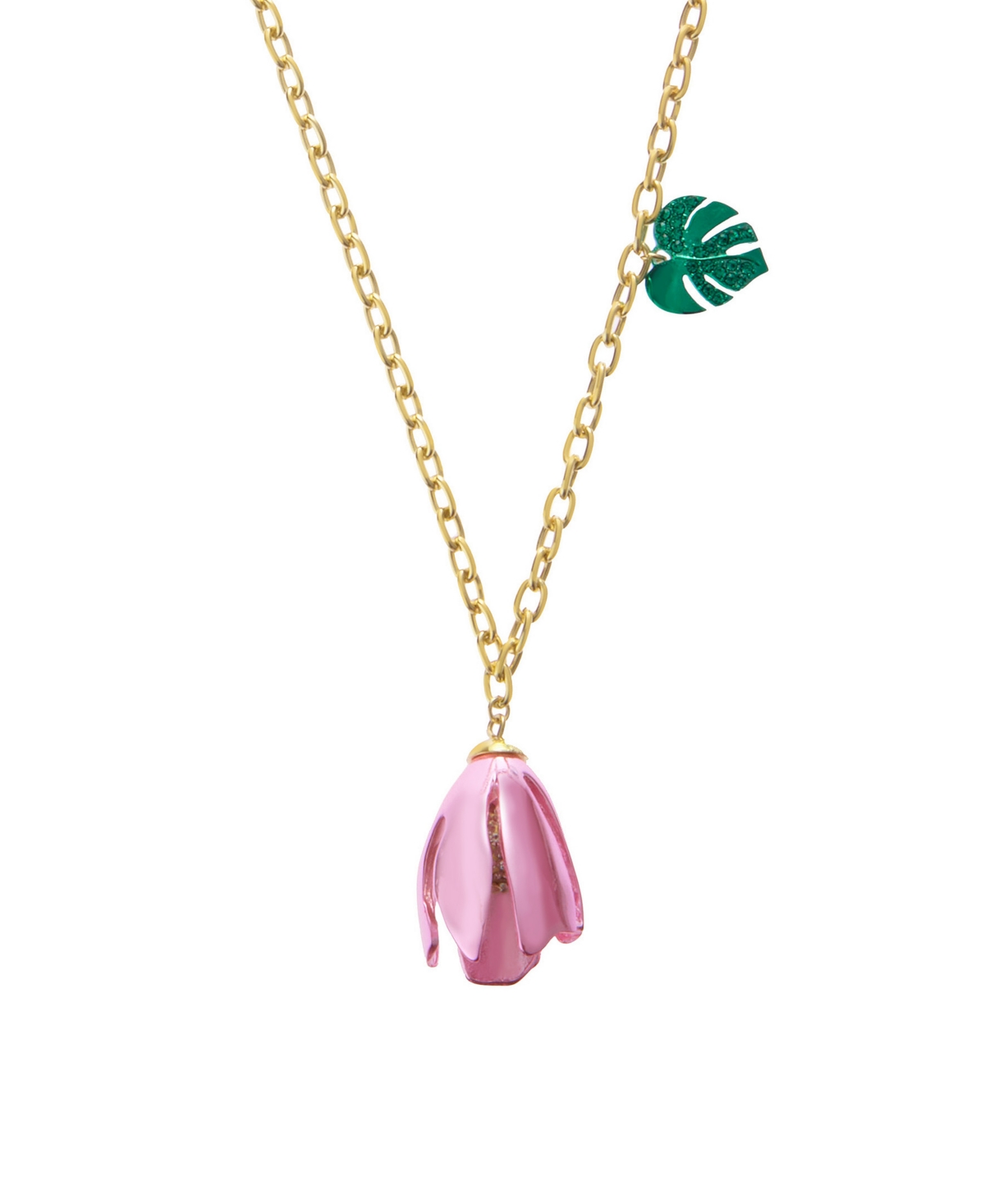 Betsey Johnson Faux Stone Garden Glam Tulip Pendant Necklace In Pink,gold