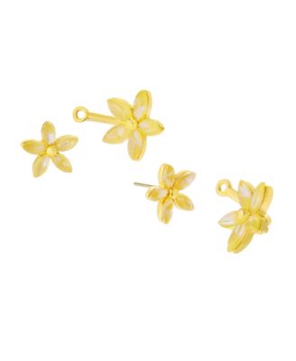 Faux Stone Garden Glam Daisy Barbell Jacket Earrings