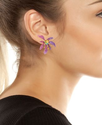 Faux Stone Garden Glam Iris Button Earrings