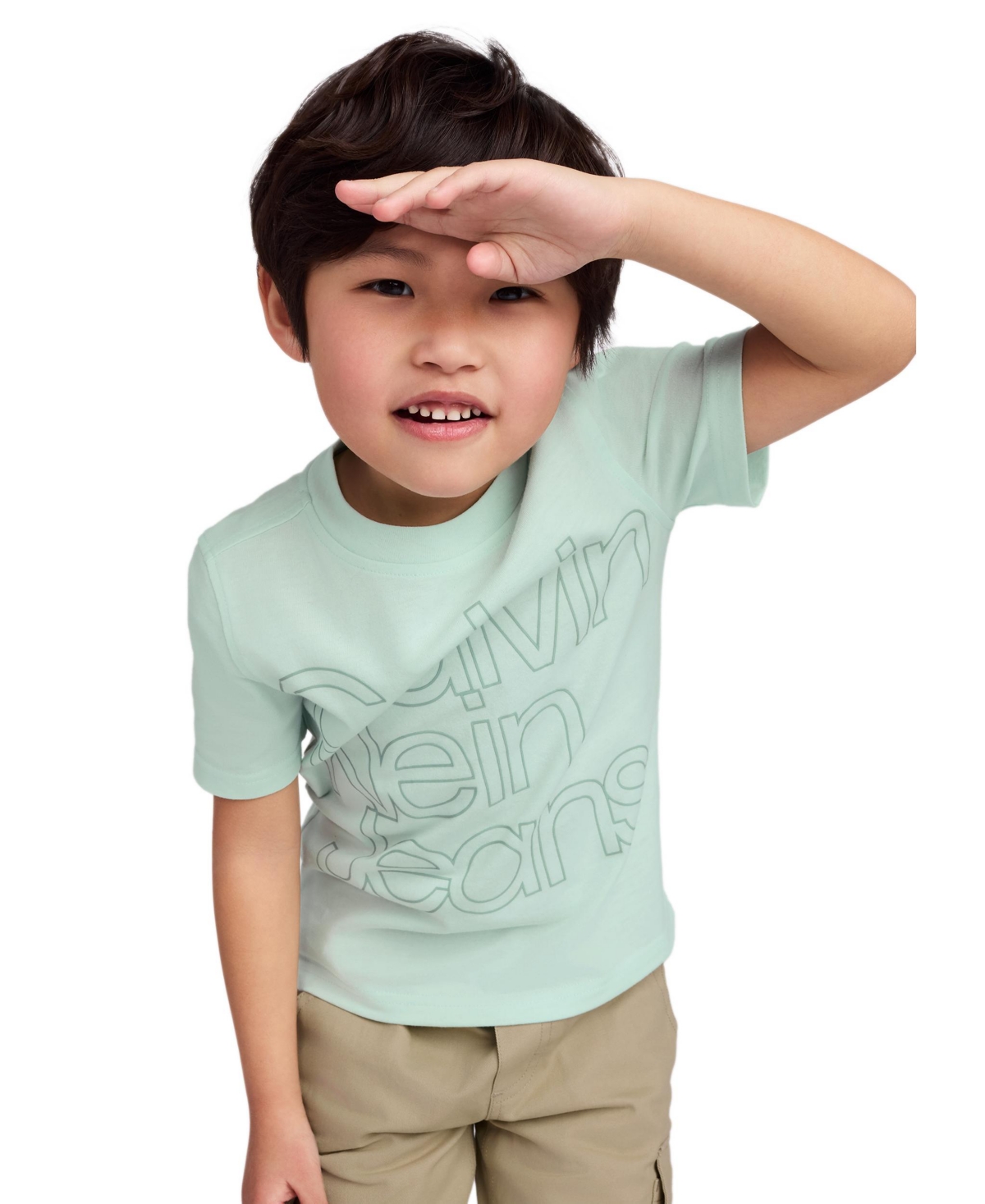 Shop Calvin Klein Toddler And Little Boys Tonal Logo Short Sleeve Tee And Twill Cargo Shorts, 2-piece Set