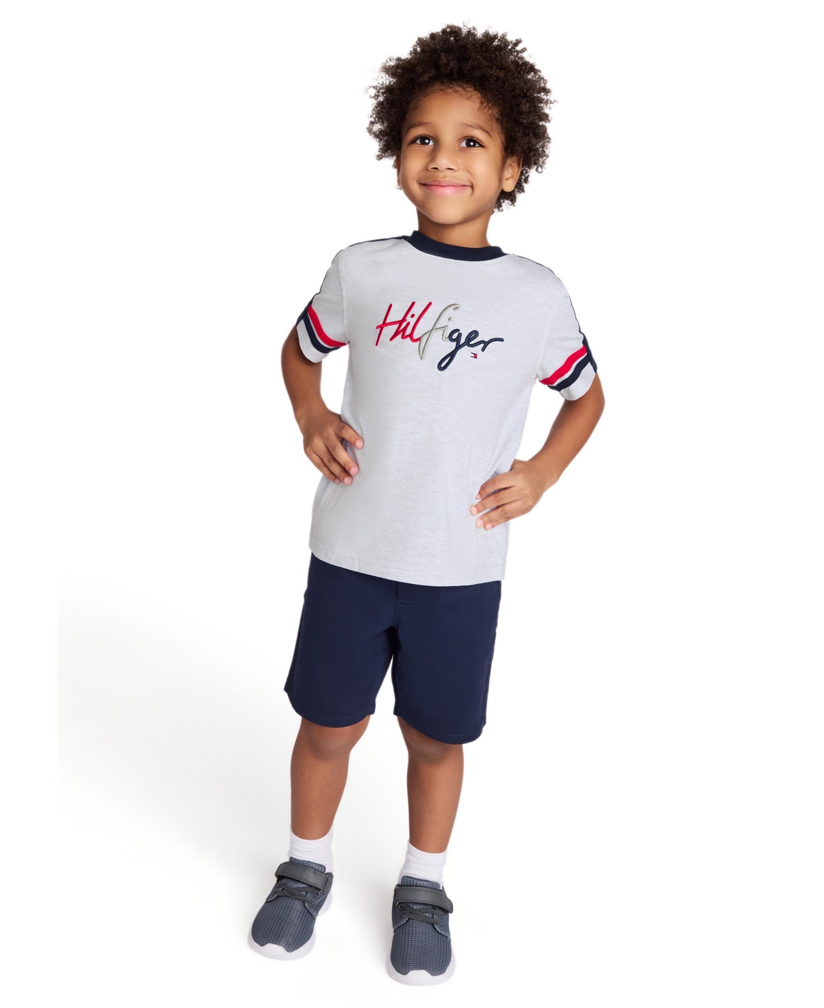 Tommy Hilfiger Toddler Boys 2-piece Signature Crewneck T-shirt And Twill Shorts Set
