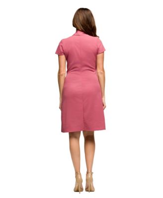 Women's Mandarin Collar Knee Length Wrap Dress