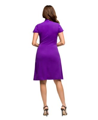 Women's Mandarin Collar Knee Length Wrap Dress