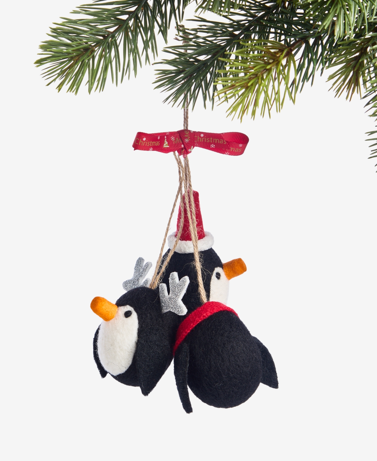 Holiday Lane Tiny Tidings Wool Three Penguins Ornament, Macy's Exclusive In Transparent