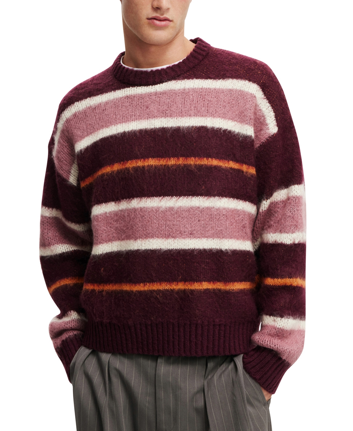 Shop Cotton On Men's Box Fit Fuzzy Crew Knit Sweater