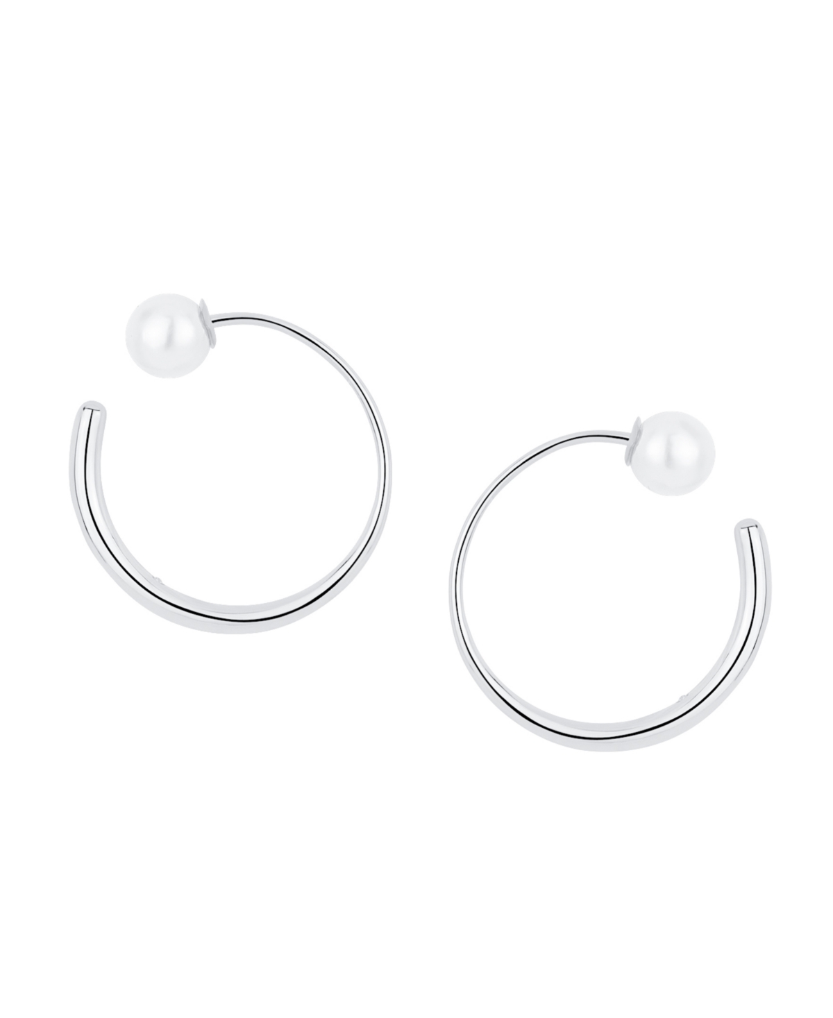 And Now This Simulated Cultivated Pearl Front Back Hoop Earrings In Silver
