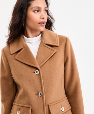 Petite Collared Button-Front Coat, Exclusively at Macy's