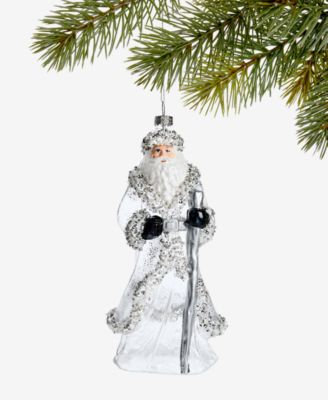 Holiday Lane - Gilded Glamour Silver Santa Ornament