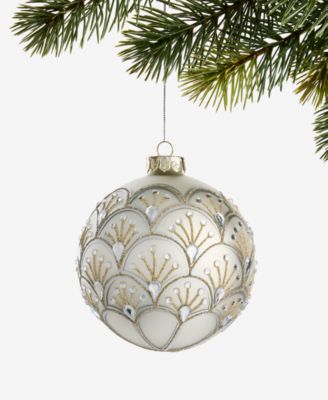 Holiday Lane - Gilded Glamour Gold Pattern Ball Ornament