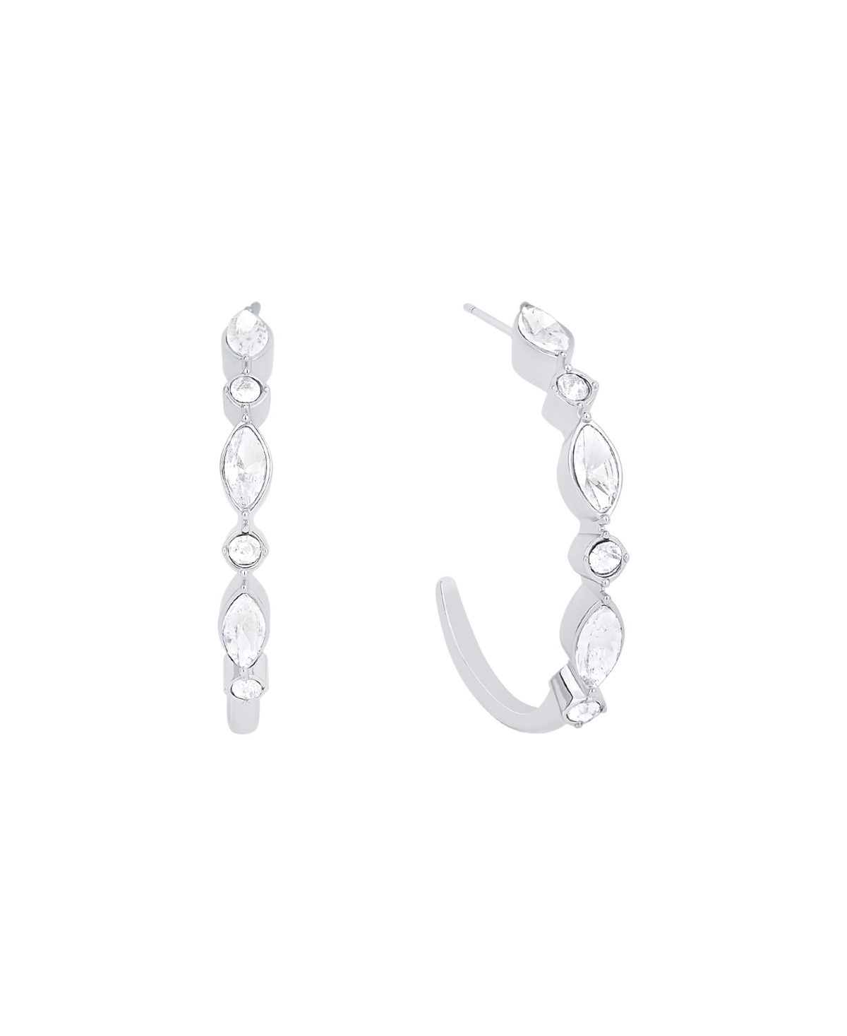 Crystal C Hoop Earrings - Silver