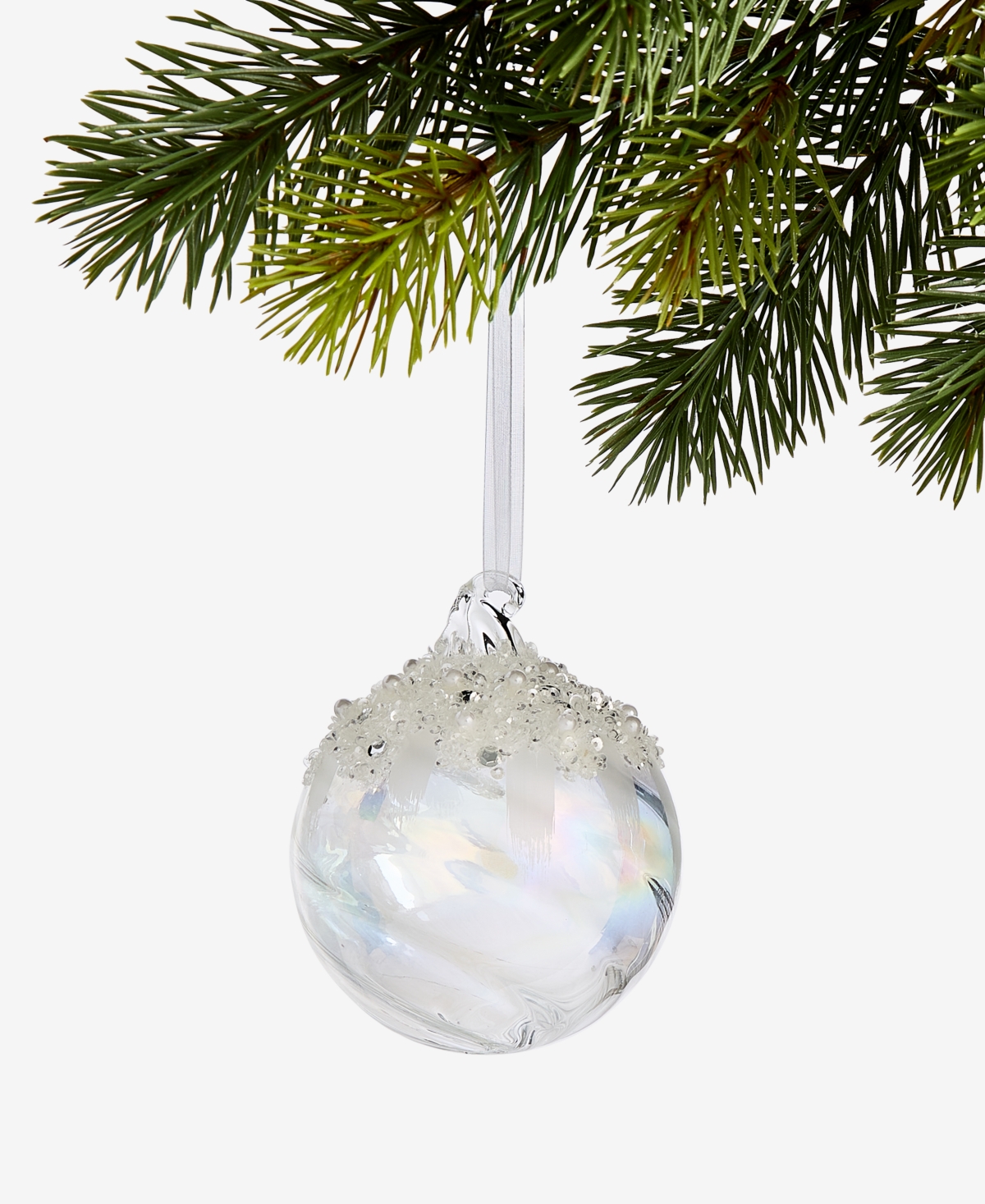 Holiday Lane Iced Delight Glass Ball Ornament, Macy's Exclusive