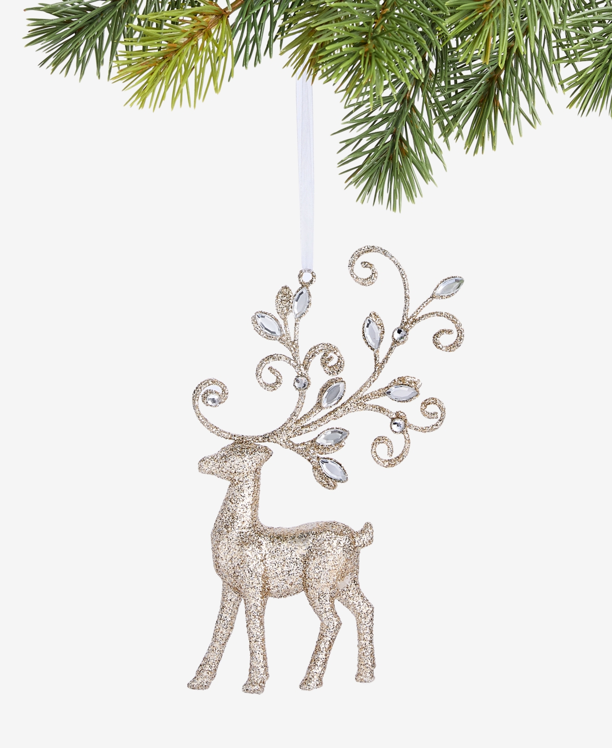 Holiday Lane Jeweled Classics Deer Embellished Ornament, Macy's Exclusive In Silver