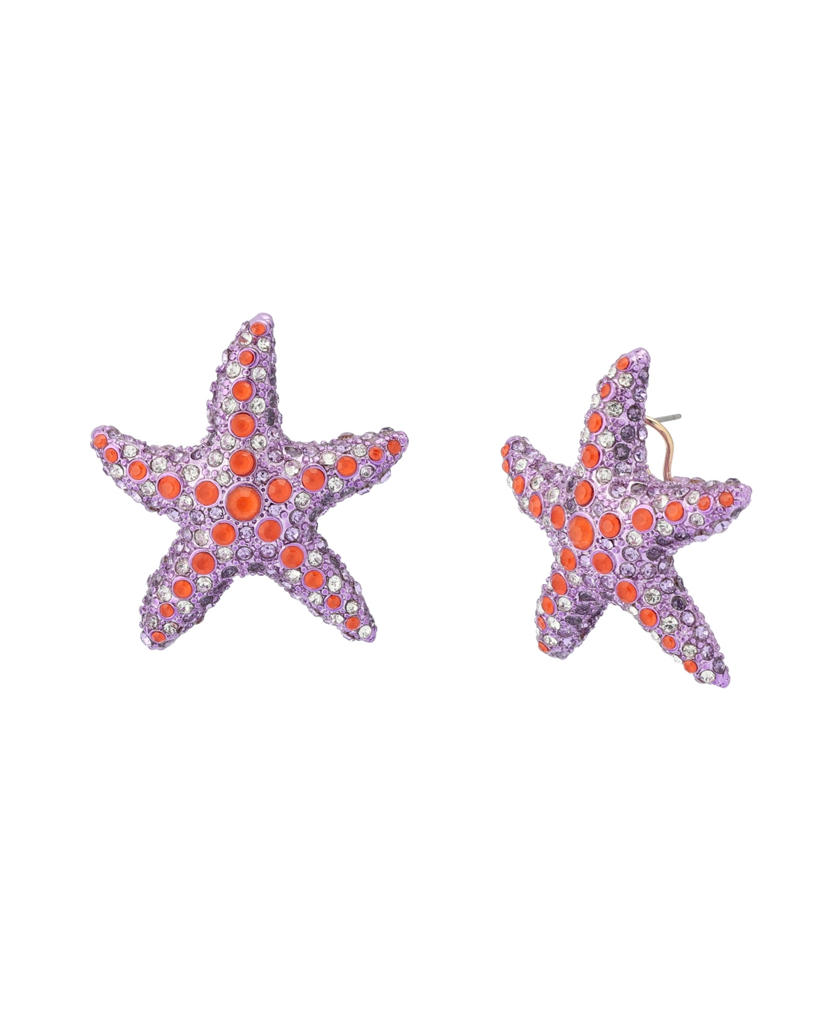 Mermaid Jewels Starfish Button Earrings - Purple, Gold