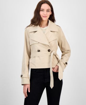 Juniors' Cropped Trench Coat, Exclusively at Macy's