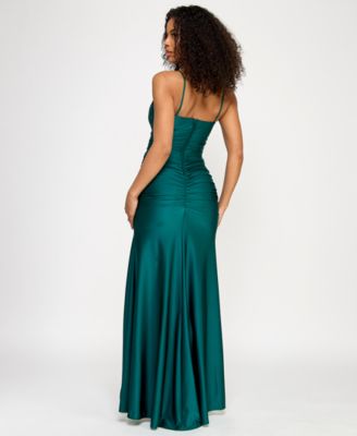 Juniors' Sleeveless Shirred Side-Slit Gown, Created for Macy's