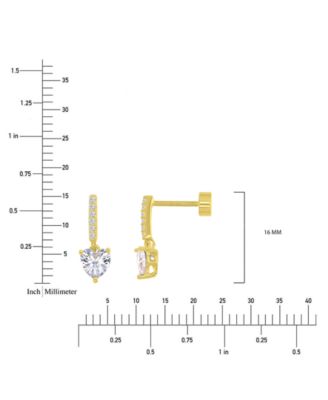 Cubic Zirconia Heart Drop Earrings in 14k Gold-Plated Sterling Silver