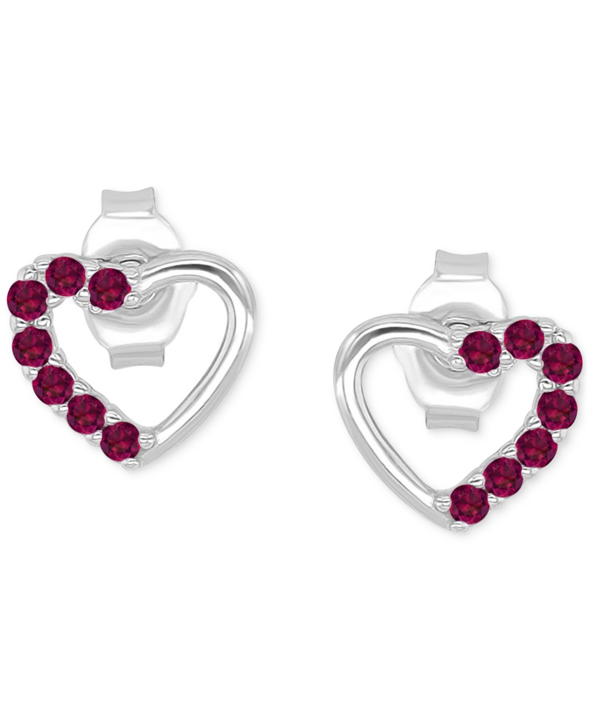 Pink Cubic Zirconia Heart Stud Earrings in 14k Rose Gold over Sterling Silver - Pink/Rose Gold