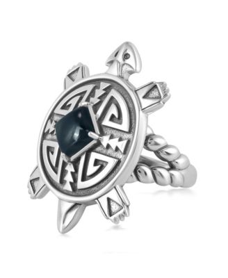 Sterling Silver Black Onyx Fritz Casuse Split Shank Turtle Ring, Size