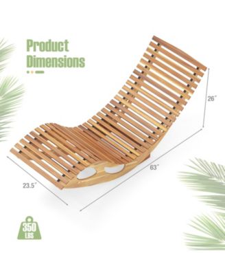 Acacia Wood Patio Rocking Sun Lounger with Ergonomic Curved Seat