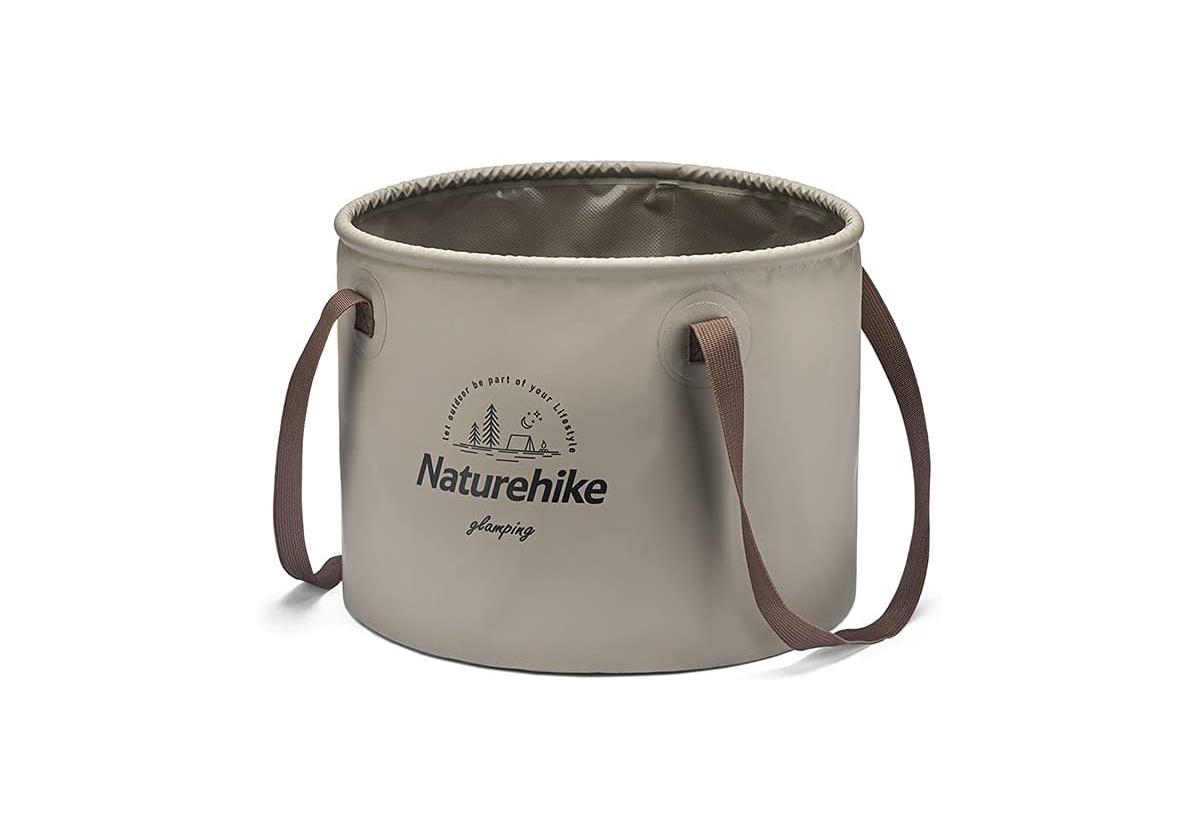 Collapsible Bucket, Folding Bucket Wash Basin with Handle, Portable Water Container 20L for Camping Fishing Travelling - Coffee brown