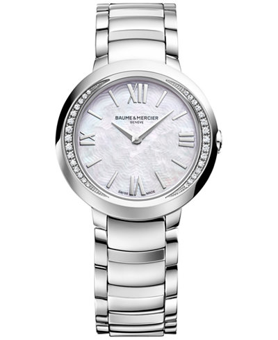 Baume & Mercier Women's Swiss Promesse Diamond (1/6 ct. t.w.) Stainless Steel Bracelet Watch M0A10160