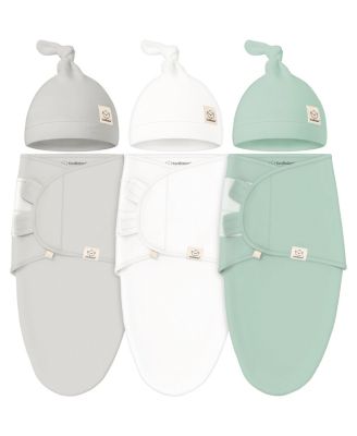 3-Pack Organic Baby Swaddle Sleep Sacks with Knot Hats, Newborn Baby Swaddles Wrap, Ergonomic Wearable Blanket