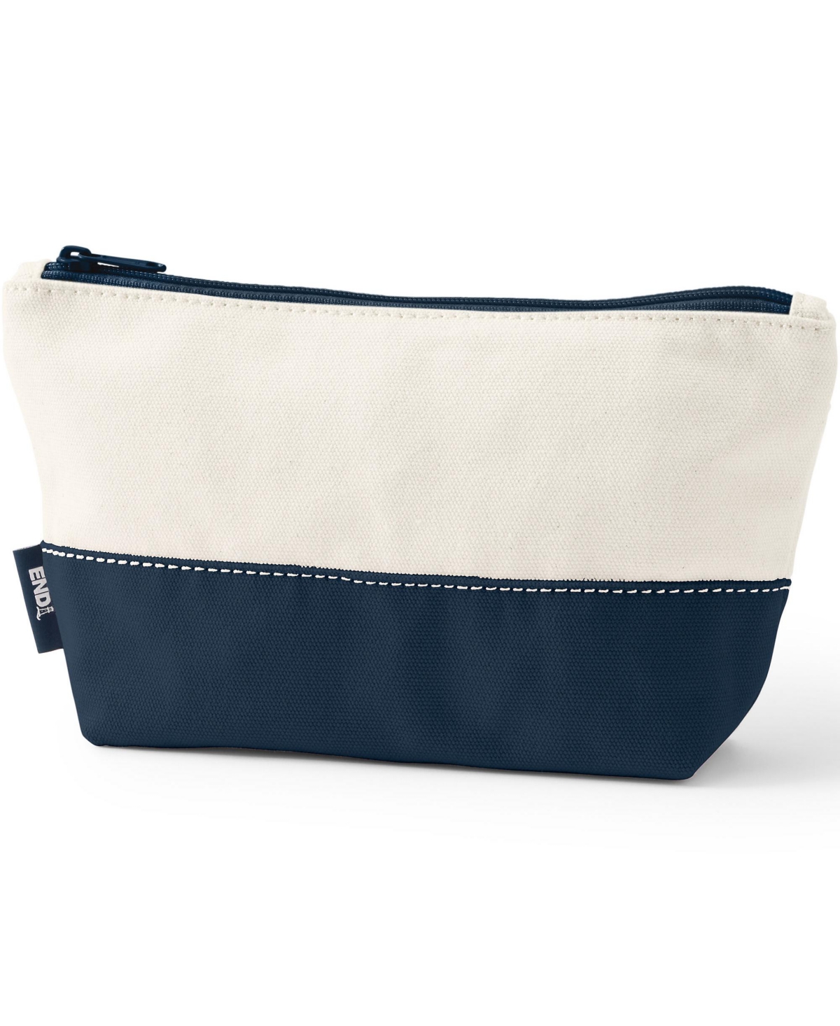 Zipper Canvas Pouch - Natural/radiant navy