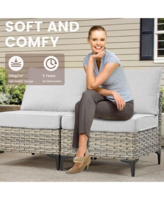 10 Piece Outdoor Patio Furniture with Swivel Rocking Chairs,All Weather Rattan Wicker Sectional Coversation Set with Solar Coffee Table, Single Modular Chairs for Deck Balcony Backyard Pool,Orange Red