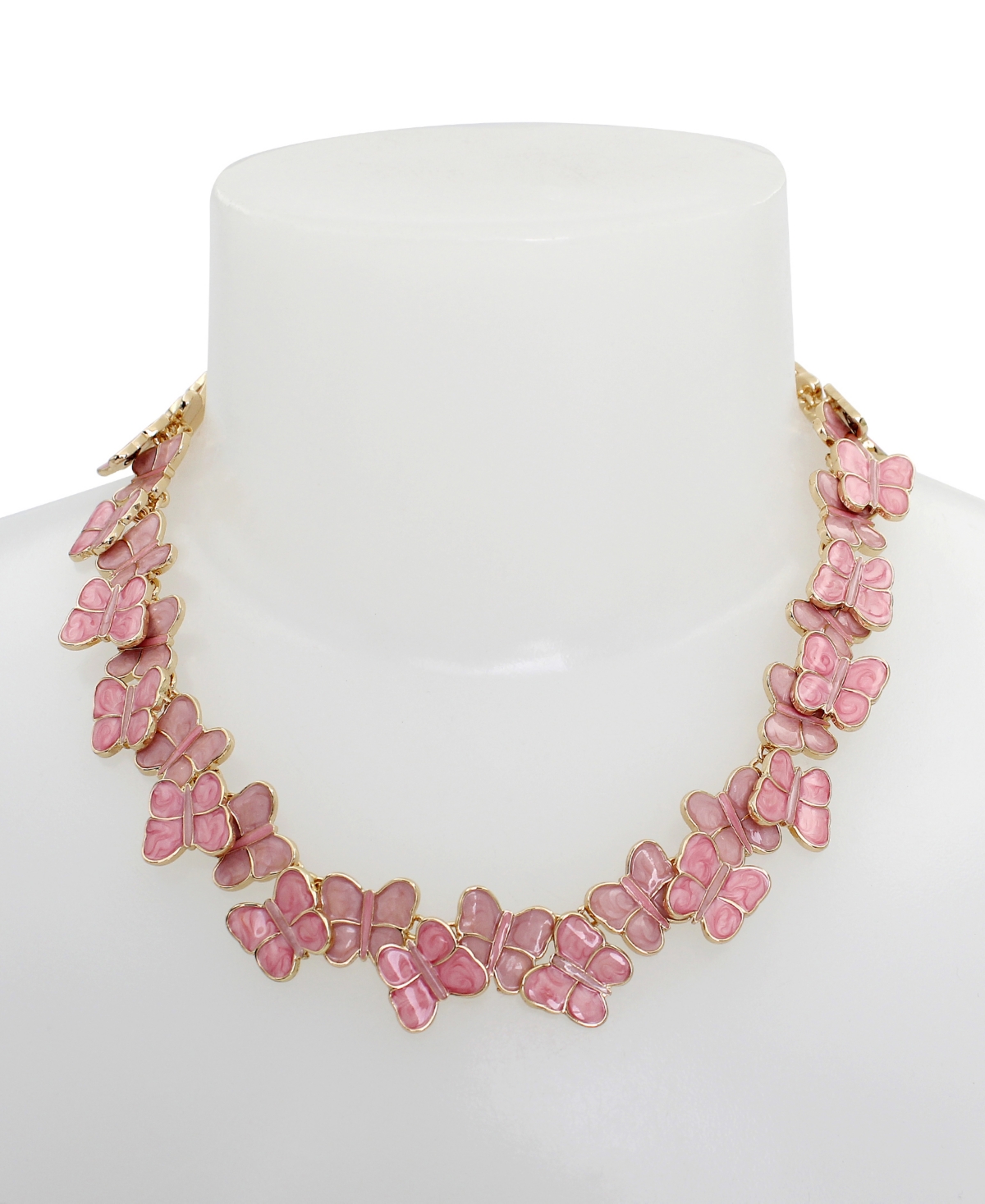 Betsey Johnson Pink Stone Sweetheart Butterfly Collar Necklace In Pink,gold
