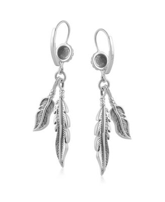 Sterling Silver Double Feather Lever Back Earrings