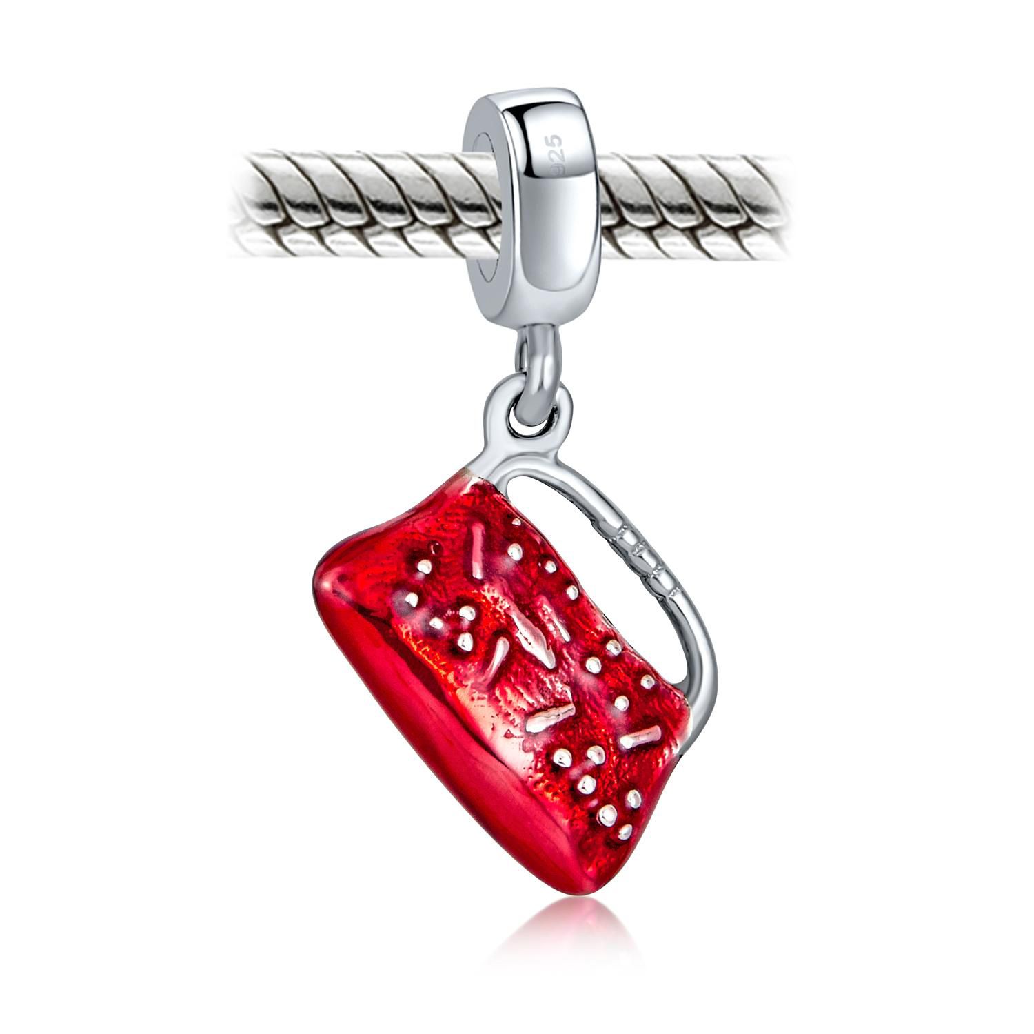 Fashion Hand Bag Dangle Charm Bead for Bracelet .925 Sterling Silver 2 Set