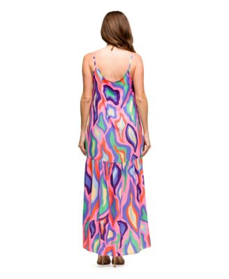 Women's Multicolor Lightweight Spaghetti Strap Pocket Maxi Dress