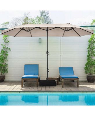 15 ft Double-Sided Patio Umbrella Market Twin Umbrella w/ Enhanced Base