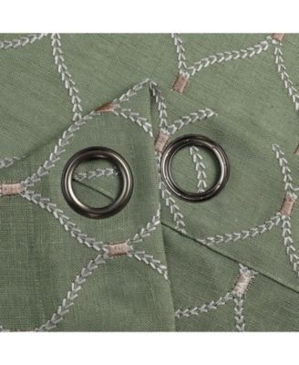 1 Piece Vienna Lux Embroidered Linen Blend Semi Sheer Grommet Window Curtain Panel - 84 in. Long
