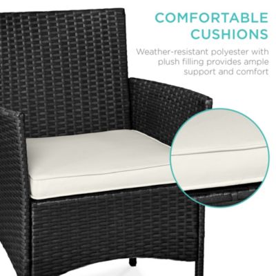 3-Piece Outdoor Wicker Conversation Patio Bistro Set, w/ 2 Chairs, Table