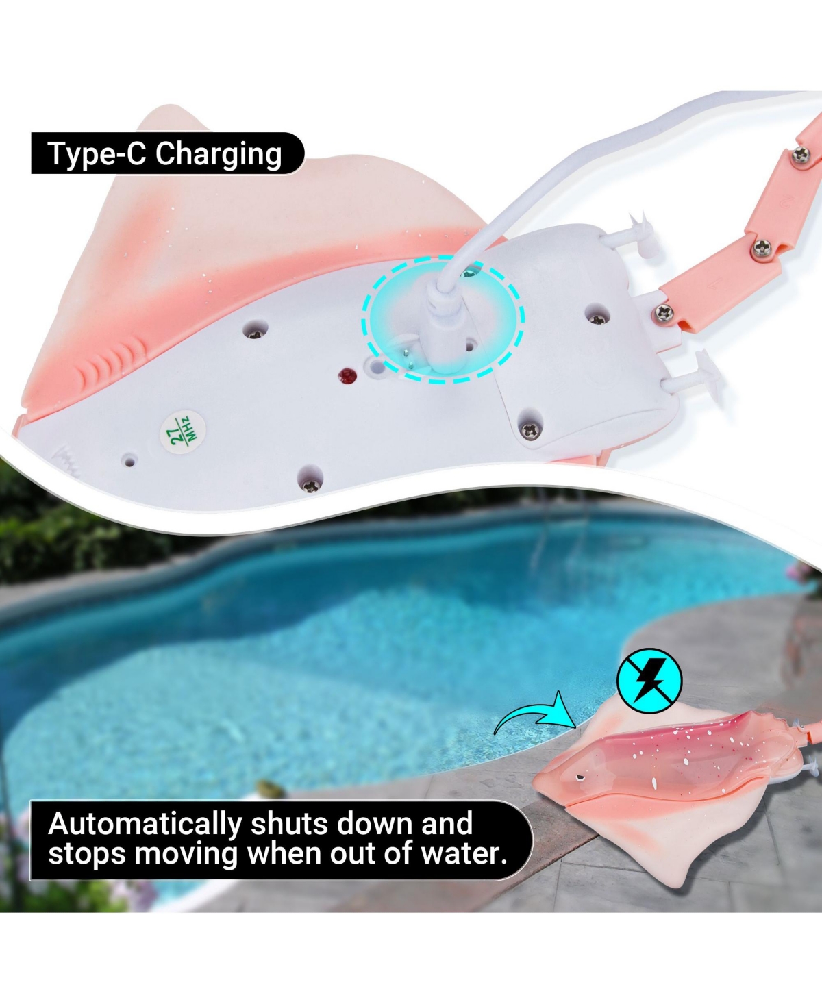 Remote Control Simulation Swimming Manta Ray Toy with Led Lights - Pool and Bath Toy for Kids