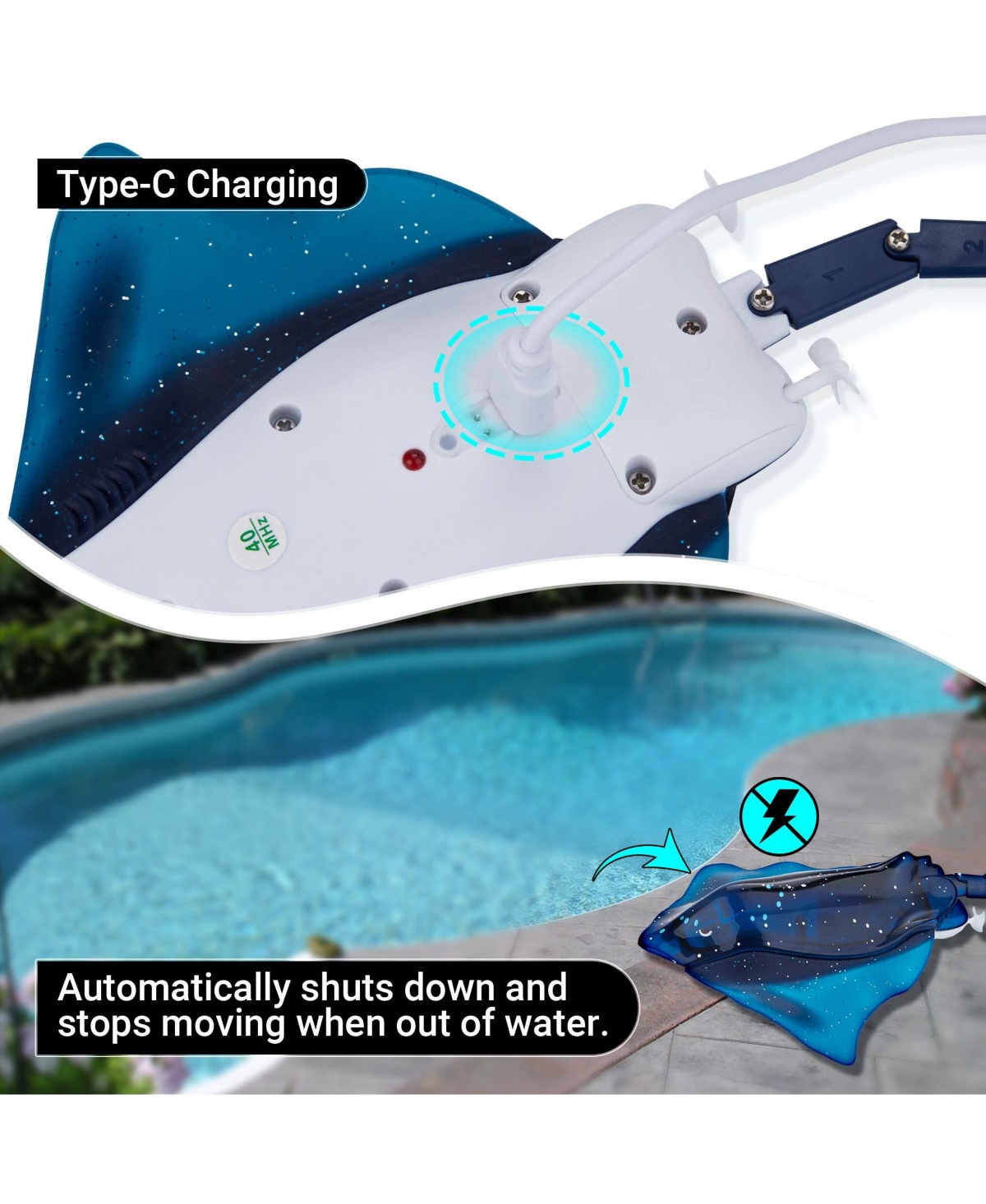 Remote Control Simulation Swimming Manta Ray Toy with Led Lights - Pool and Bath for Kids
