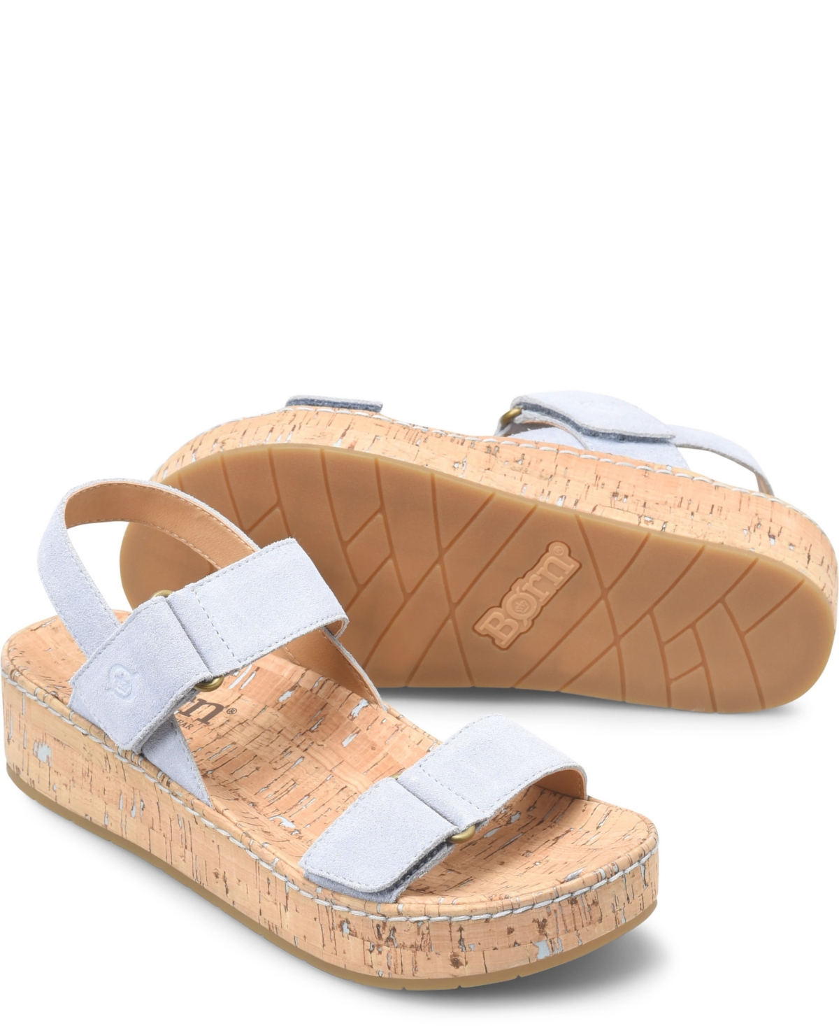 Born Women's Sloan Round Toe Wedge Sandals In Gray Nuvola