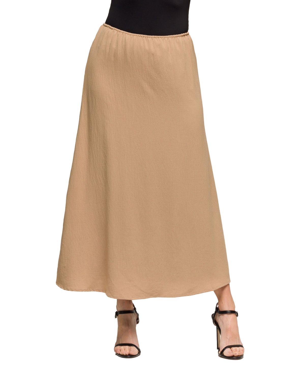 Women's Elastic Waist A Line Maxi Skirt - Black