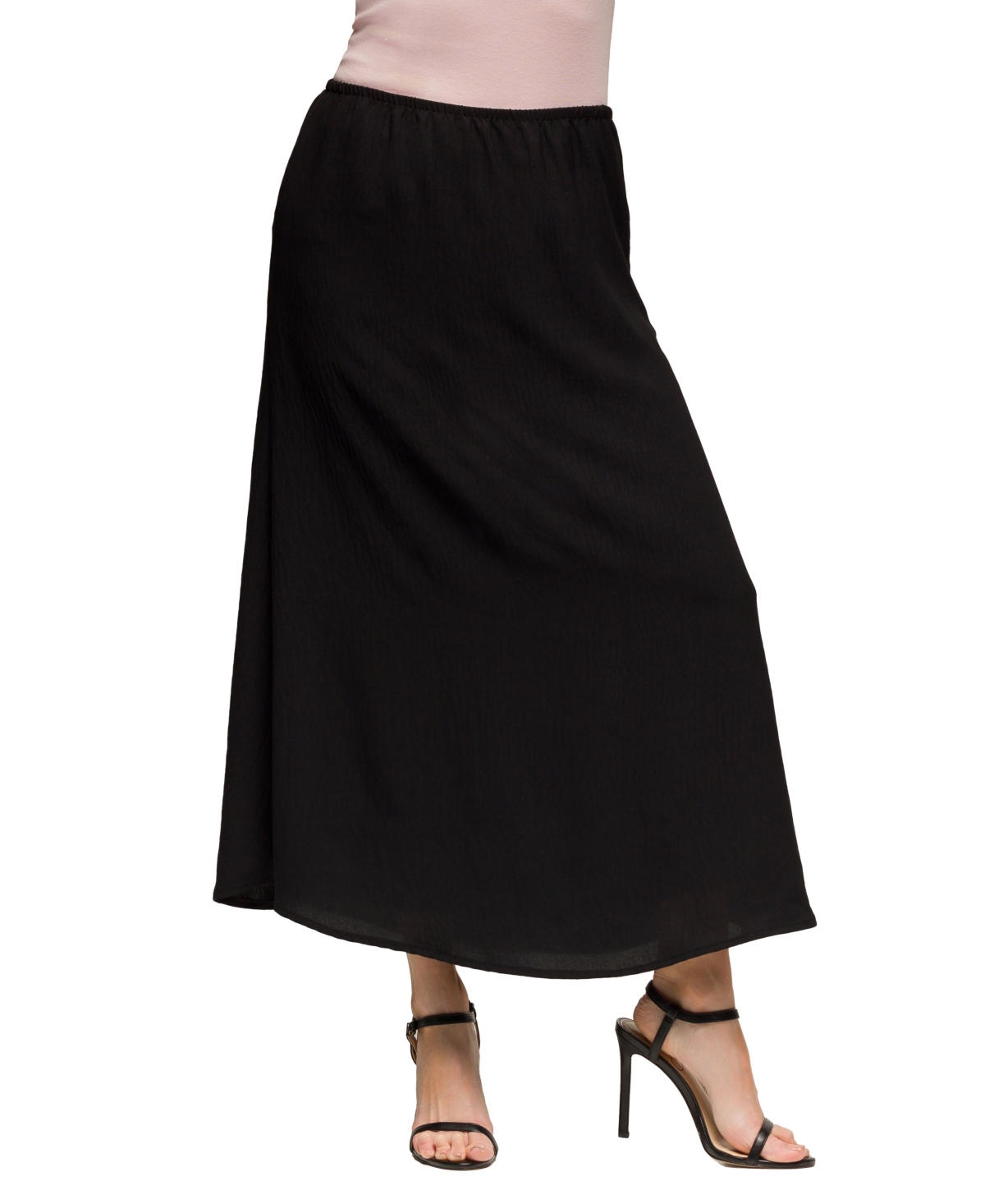 Women's Elastic Waist A Line Maxi Skirt - Black