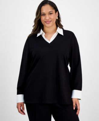 Jones New York - Plus Size Serenity Knit Two-Fer Sweater
